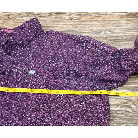 Cinch Shirt Mens XL Purple Paisley Button Down Flip Cuff  Western Cowboy Rodeo - Picture 11 of 16